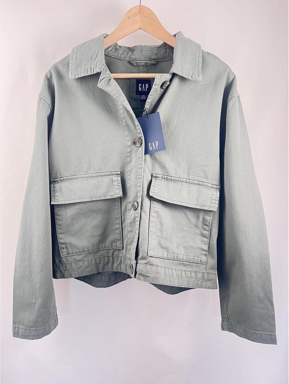 NWT GAP Relaxed Fit Cropped Jacket Women's Size Medium Olive Green